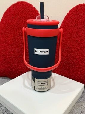 Hunter 40 oz Insulated Stainless Steel Tumbler Straw Cup Navy Red NEW